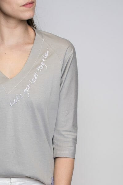 Grey Mid-Sleeved T-Shirt 'Let's get lost together'