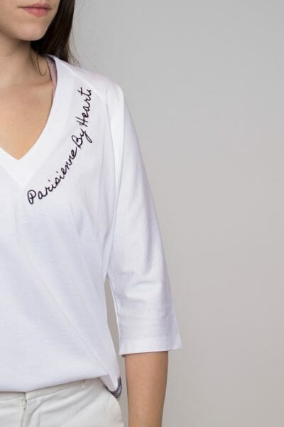 White Mid-Sleeved T-Shirt 'Parisienne By Heart'