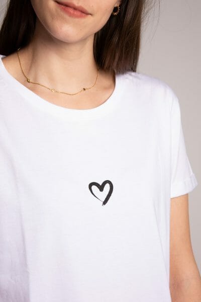 White T-Shirt & Printed Heart