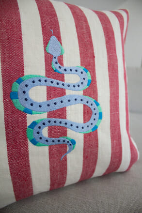 Linen Cushion | Cherry Snake