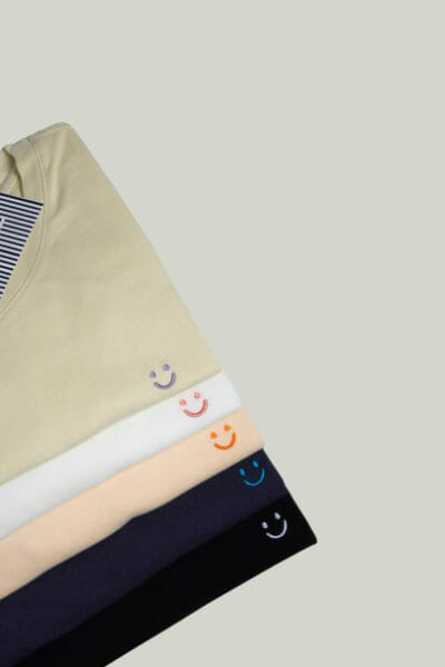 Navy T-shirt 'One Smiley' Slim-Fit