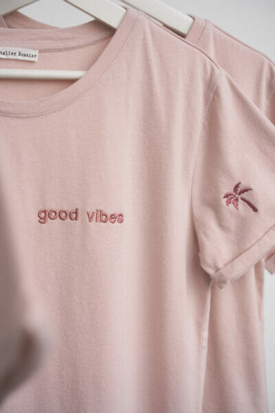 Good Vibes/Palmtree T-shirt Old Rose