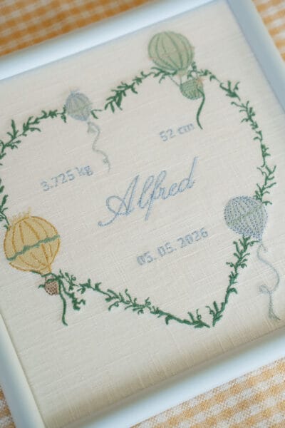 Embroidered Birth Artwork 'Blue'